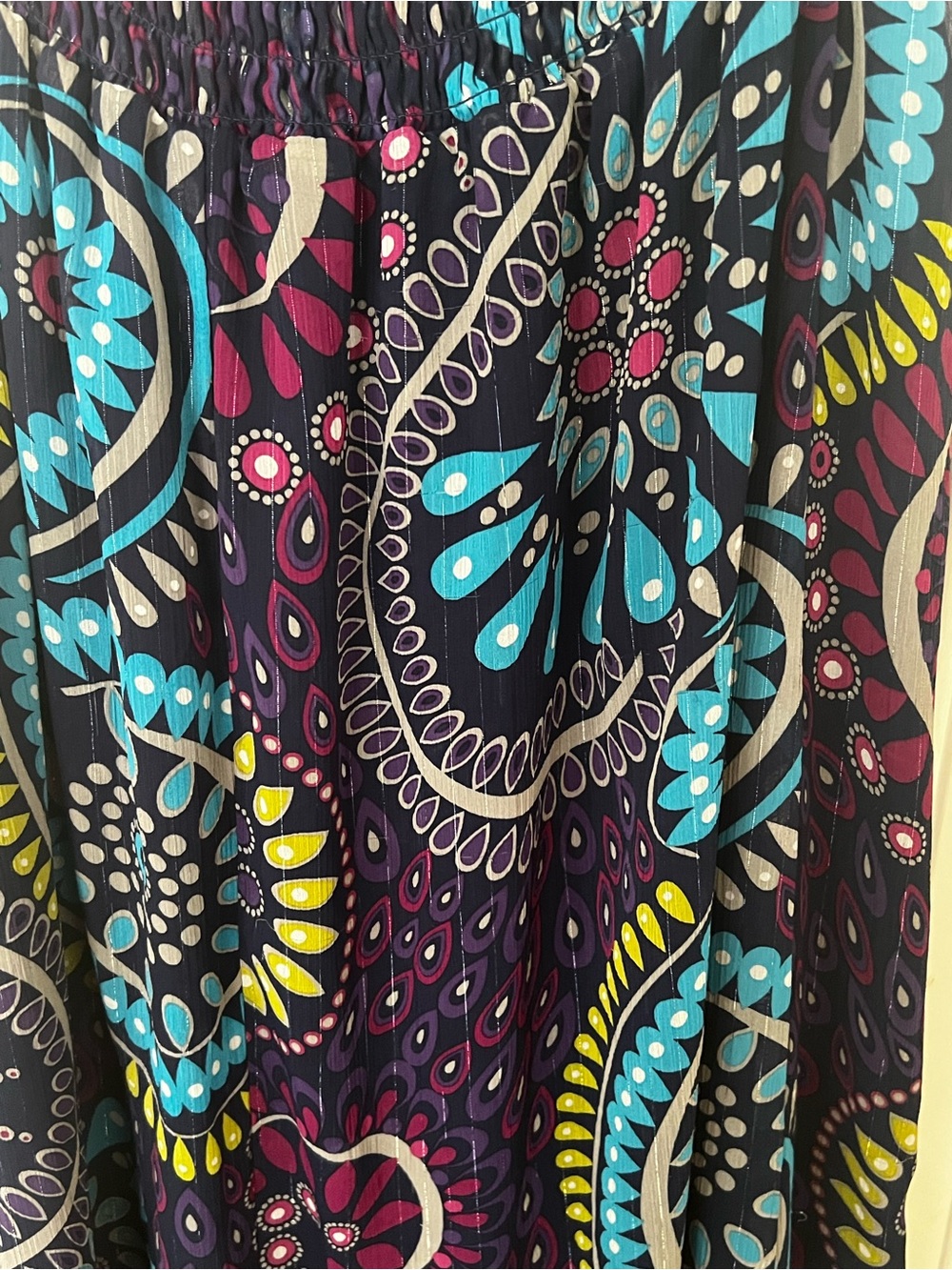 Old Navy Navy Strapless Maxi Dress with Teal, Magenta, and Lime Medallions - Picture 4 of 4